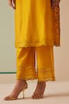 Buy_Chandrima_Yellow Chanderi Embroidered Beads Round Kurta And Pant Set _Online_at_Aza_Fashions