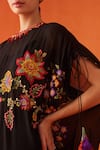 Buy_Chandrima_Black Silk, Georgette Beads, Cut Work Round Neck Embroidered Kurta _Online_at_Aza_Fashions