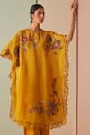 Buy_Chandrima_Yellow Silk Organza, Cotton Cut Work, Beads Cutwork Embroidered Kurta And Pant Set _Online_at_Aza_Fashions
