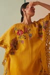 Shop_Chandrima_Yellow Silk Organza, Cotton Cut Work, Beads Cutwork Embroidered Kurta And Pant Set _Online_at_Aza_Fashions