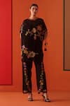 Buy_Chandrima_Black Chanderi Embroidery Flower Tulip Pant _at_Aza_Fashions