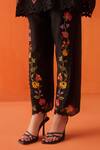 Chandrima_Black Chanderi Embroidery Flower Tulip Pant _Online_at_Aza_Fashions