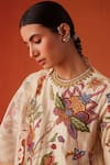 Buy_Chandrima_Ivory Chanderi Embroidery Floral Round Neck Bloom Kurta With Pant _Online_at_Aza_Fashions