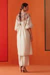 Shop Chandrima Ivory Chanderi Embroidery, Beads Round Neck Flower Yoke Kurta With Pant at Aza Fashions Shop_Chandrima_Ivory Chanderi Embroidery, Beads Round Neck Flower Yoke Kurta With Pant _at_Aza_Fashions