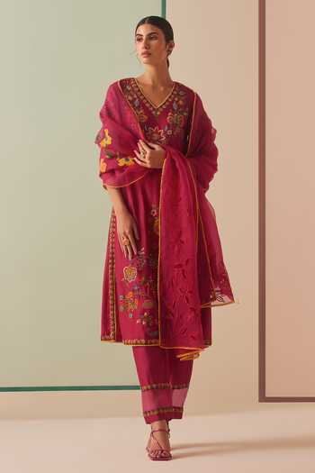 Petal Charm Chanderi Embroidery Kurta