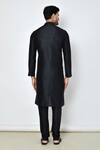 Shop_Arihant Rai Sinha_Black Dupion Raw Silk Plain Full Sleeve Kurta With Churidar _at_Aza_Fashions