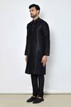 Arihant Rai Sinha_Black Dupion Raw Silk Plain Full Sleeve Kurta With Churidar _at_Aza_Fashions