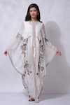 Buy_Sonali Gupta_White 50% Silk Embroidered Floral Asymmetric Cape Pant Set  _Online_at_Aza_Fashions