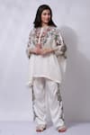 Sonali Gupta_White Silk Floral Embroidered Pocho And Pant Set _Online_at_Aza_Fashions