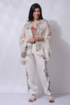 Buy_Sonali Gupta_Ivory Silk Floral Embroidered Jacket Pant Set _Online_at_Aza_Fashions