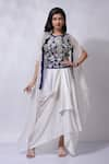 Sonali Gupta_Blue Silk Embroidered Asymmetric Cape Skirt Set _Online_at_Aza_Fashions