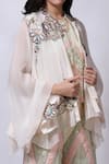 Sonali Gupta_Ivory Silk Floral Embroidered Jacket Pant Set _at_Aza_Fashions