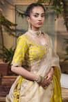 Shop_Surbhi Shah_Yellow Lehenga And Blouse Pure Spun Silk Embroidered Thread Floral Bridal Set _Online_at_Aza_Fashions