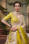 Surbhi Shah_Yellow Lehenga And Blouse Pure Spun Silk Embroidered Thread Floral Bridal Set _at_Aza_Fashions