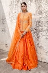 Buy_Surbhi Shah_Orange Marori Embroidered Jacket Lehenga Set_at_Aza_Fashions
