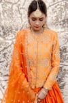 Surbhi Shah_Orange Marori Embroidered Jacket Lehenga Set_Online_at_Aza_Fashions
