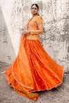 Buy_Surbhi Shah_Orange Marori Embroidered Jacket Lehenga Set_Online_at_Aza_Fashions
