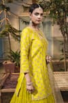 Surbhi Shah_Yellow Lehenga And Kurta Pure Spun Silk Embroidered Thread Floral Marori Set _Online_at_Aza_Fashions