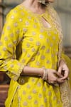 Buy_Surbhi Shah_Yellow Lehenga And Kurta Pure Spun Silk Embroidered Thread Floral Marori Set _Online_at_Aza_Fashions