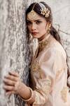 Buy_Surbhi Shah_Beige Pearl Embellished Kurta Pant Set _Online_at_Aza_Fashions