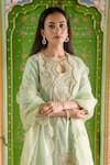 Shop_Surbhi Shah_Green Pant And Kurta Pure Spun Blossom Gota Embellished Sharara Set  _at_Aza_Fashions