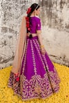 Shop_Surbhi Shah_Magenta Lehenga And Blouse Pure Spun Silk Embroidered Paisley Marori Bridal Set _at_Aza_Fashions