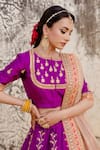 Buy_Surbhi Shah_Magenta Lehenga And Blouse Pure Spun Silk Embroidered Paisley Marori Bridal Set _Online_at_Aza_Fashions