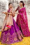 Surbhi Shah_Magenta Lehenga And Blouse Pure Spun Silk Embroidered Paisley Marori Bridal Set _at_Aza_Fashions