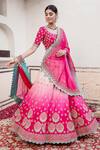 Buy_Surbhi Shah_Pink Pure Spun Silk Embroidered Resham Round Lehenga Set _at_Aza_Fashions