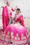 Buy_Surbhi Shah_Pink Pure Spun Silk Embroidered Resham Round Lehenga Set _Online_at_Aza_Fashions