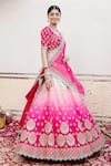 Shop_Surbhi Shah_Pink Pure Spun Silk Embroidered Resham Round Lehenga Set _Online_at_Aza_Fashions