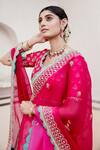 Shop_Surbhi Shah_Pink Pure Spun Silk Embroidered Resham Round Lehenga Set _at_Aza_Fashions