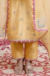 Surbhi Shah_Yellow Pure Silk Embroidered Resham Round Scalloped Kurta Pant Set  _Online_at_Aza_Fashions