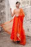 Buy_Surbhi Shah_Orange Pure Silk Marodi Embroidered Anarkali Pant Set _at_Aza_Fashions