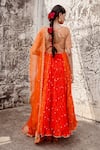 Shop_Surbhi Shah_Orange Pure Silk Marodi Embroidered Anarkali Pant Set _at_Aza_Fashions