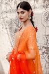 Surbhi Shah_Orange Pure Silk Marodi Embroidered Anarkali Pant Set _Online_at_Aza_Fashions