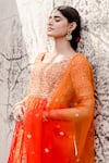 Shop_Surbhi Shah_Orange Pure Silk Marodi Embroidered Anarkali Pant Set _Online_at_Aza_Fashions