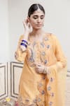 Buy_Surbhi Shah_Yellow Pure Spun Silk Hand Embroidered Marodi And Kurta Sharara Set  _Online_at_Aza_Fashions