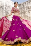 Buy_Surbhi Shah_Purple Pure Silk Hand Embroidered Marodi And Zardozi Work Broad Bridal Lehenga Set _at_Aza_Fashions