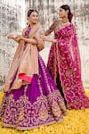 Surbhi Shah_Purple Pure Silk Hand Embroidered Marodi And Zardozi Work Broad Bridal Lehenga Set _Online_at_Aza_Fashions