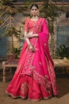 Buy_Surbhi Shah_Red Pure Silk Hand Embroidered Marodi And Resham Work Round Bridal Lehenga Set _at_Aza_Fashions