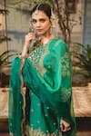 Buy_Surbhi Shah_Emerald Green Pure Spun Silk Hand Embroidered Marodi And Resham Kurta Sharara Set _Online_at_Aza_Fashions