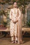 Buy_Surbhi Shah_Beige Silk Marodi Embroidered Kurta Set _at_Aza_Fashions