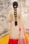 Shop_Surbhi Shah_Off White Pure Spun Silk Hand Embroidered Marodi Patch Kurta Lehenga Set _at_Aza_Fashions