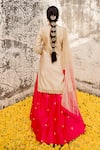 Surbhi Shah_Off White Pure Spun Silk Hand Embroidered Marodi Patch Kurta Lehenga Set _Online_at_Aza_Fashions