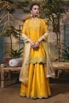 Buy_Surbhi Shah_Yellow Marodi Embroidered Silk Kurta Sharara Set _at_Aza_Fashions