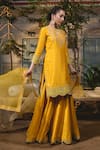 Surbhi Shah_Yellow Marodi Embroidered Silk Kurta Sharara Set _Online_at_Aza_Fashions