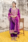 Buy_Surbhi Shah_Purple Silk Marodi Embroidered Kurta Pant Set _at_Aza_Fashions