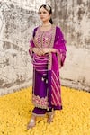 Surbhi Shah_Purple Silk Marodi Embroidered Kurta Pant Set _at_Aza_Fashions