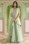 Buy_Surbhi Shah_Green Zardozi Embroidered Silk Kurta Gharara Set _at_Aza_Fashions